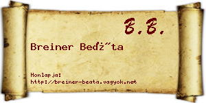 Breiner Beáta névjegykártya