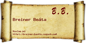 Breiner Beáta névjegykártya